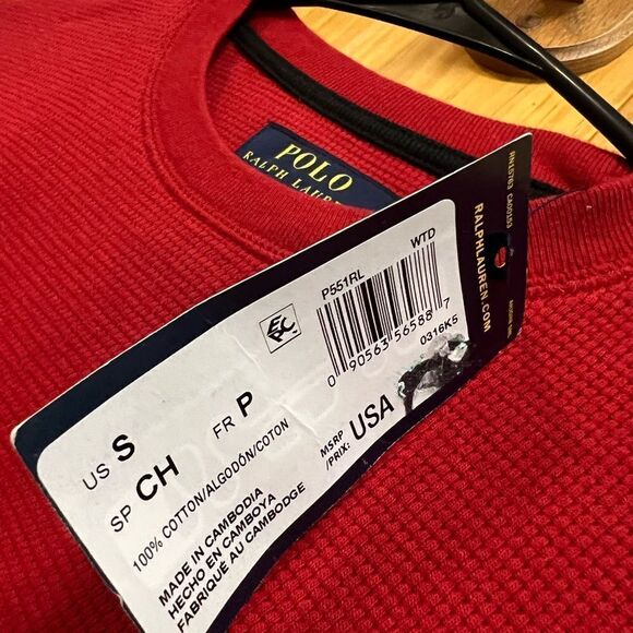 Ralph Lauren size S red waffle knit long sleeve t - Picture 2 of 6